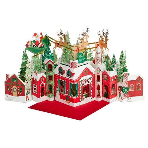 Jumbo Santa Village 3D Pop-Up Christmas Card, 