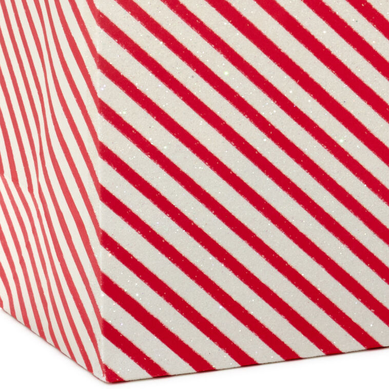 Glittery Peppermint Stripes Small Christmas Gift Bag Base/Side Detail image number 5