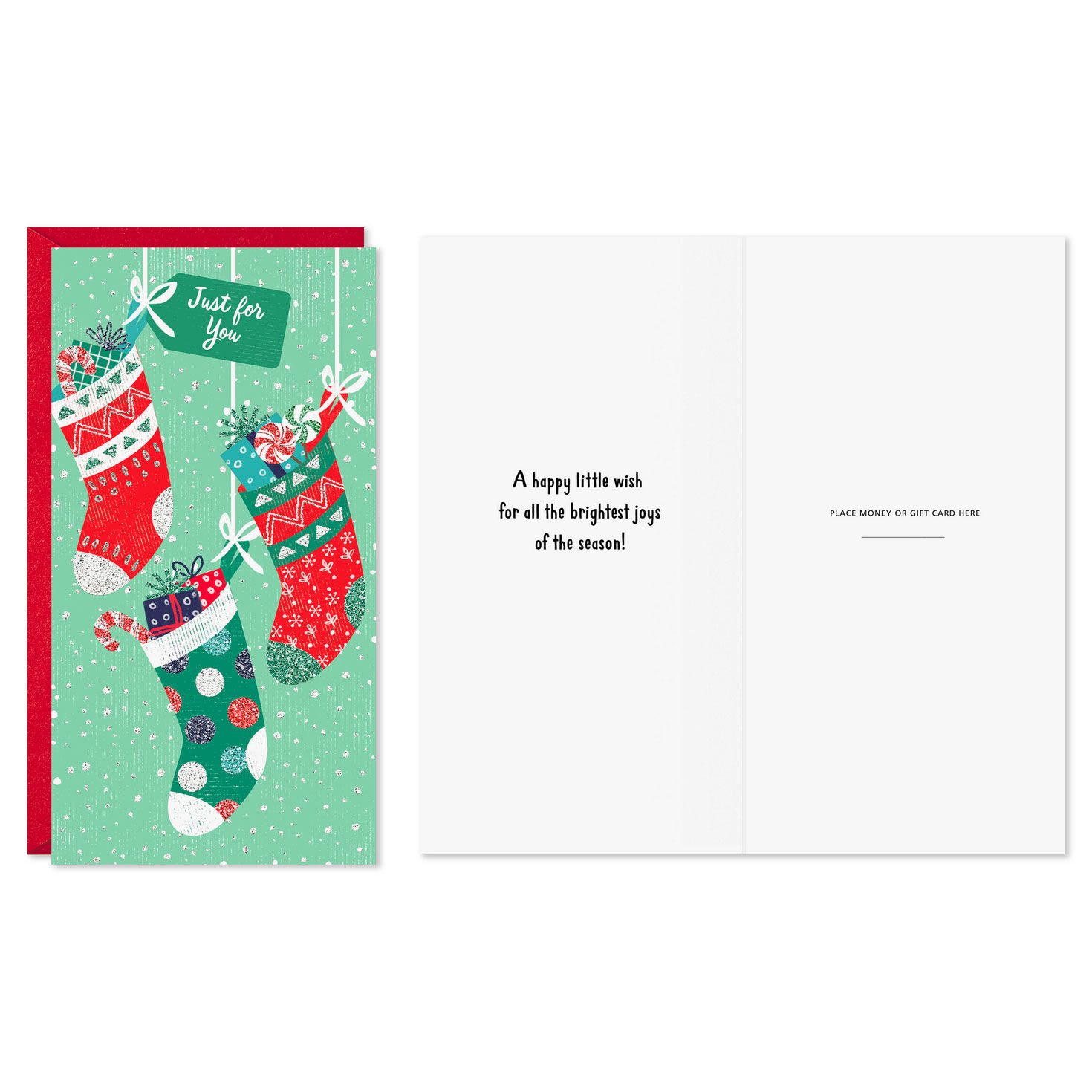 Three Stockings Money Holder Christmas Card Pack Card Front with Sentiment image number 2
