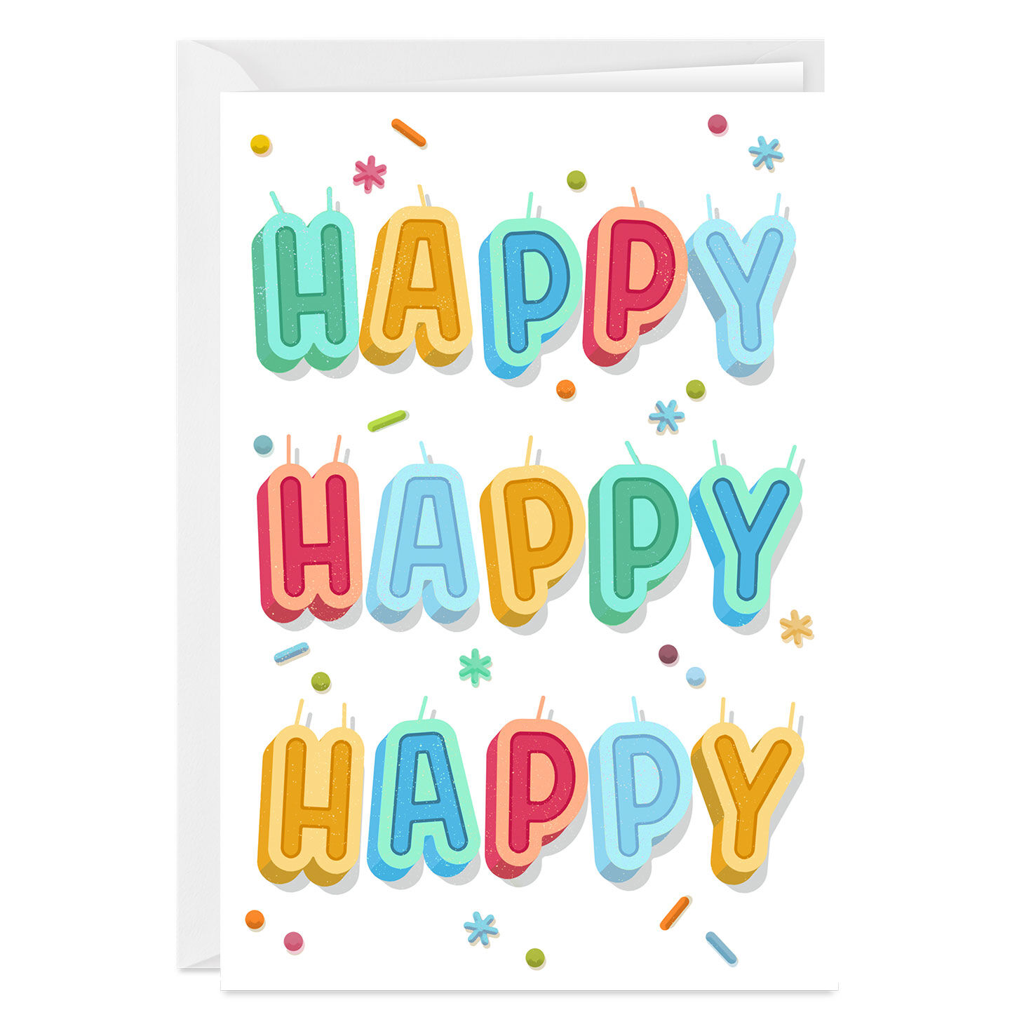 Happy Happy Happy Candles Custom Birthday Card