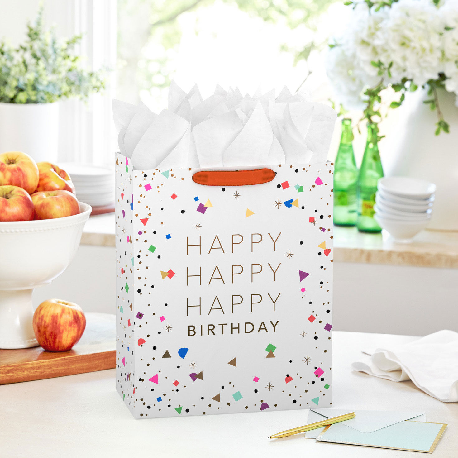 Happy Birthday Lettering and Confetti Large Bag in use image number 2