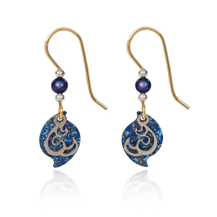 Silver Forest Modern Blue and Silver Metal Filigree Drop Earrings