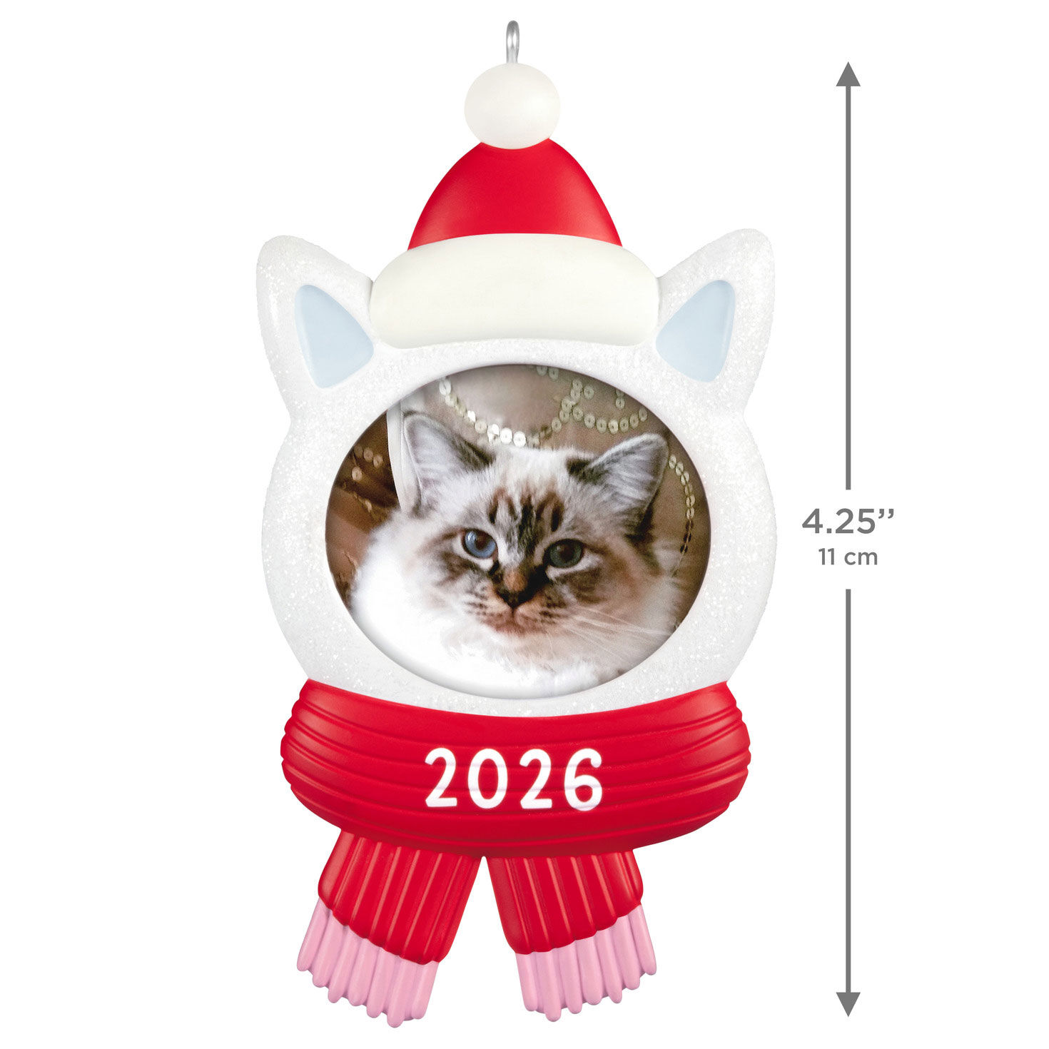 Cat in Hat Scarf Photo Frame Keepsake Ornament measurement image number 3