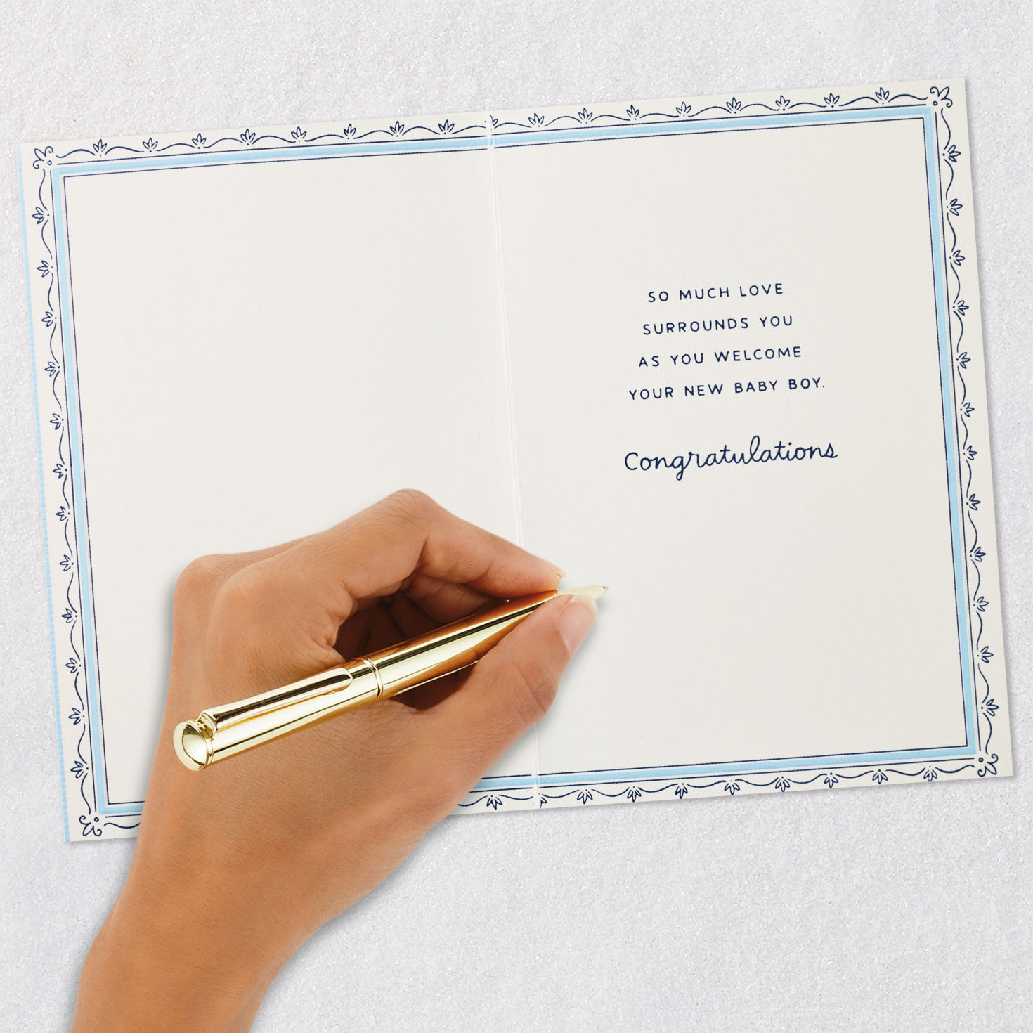 Little Man Blue Bow New Baby Boy Card Signing card image number 6