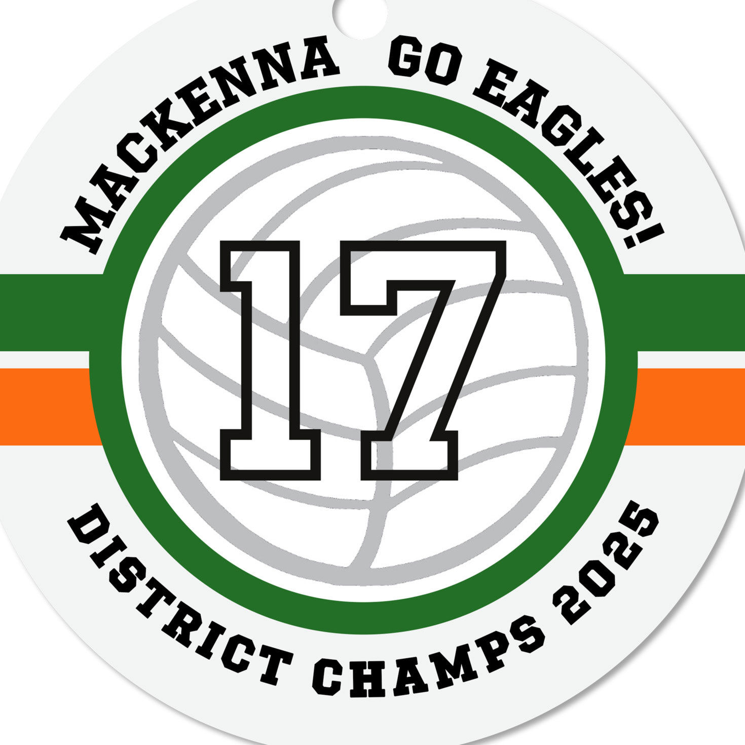 Volleyball Round Metal Personalized Ornament, Custom Text, , large image number 4