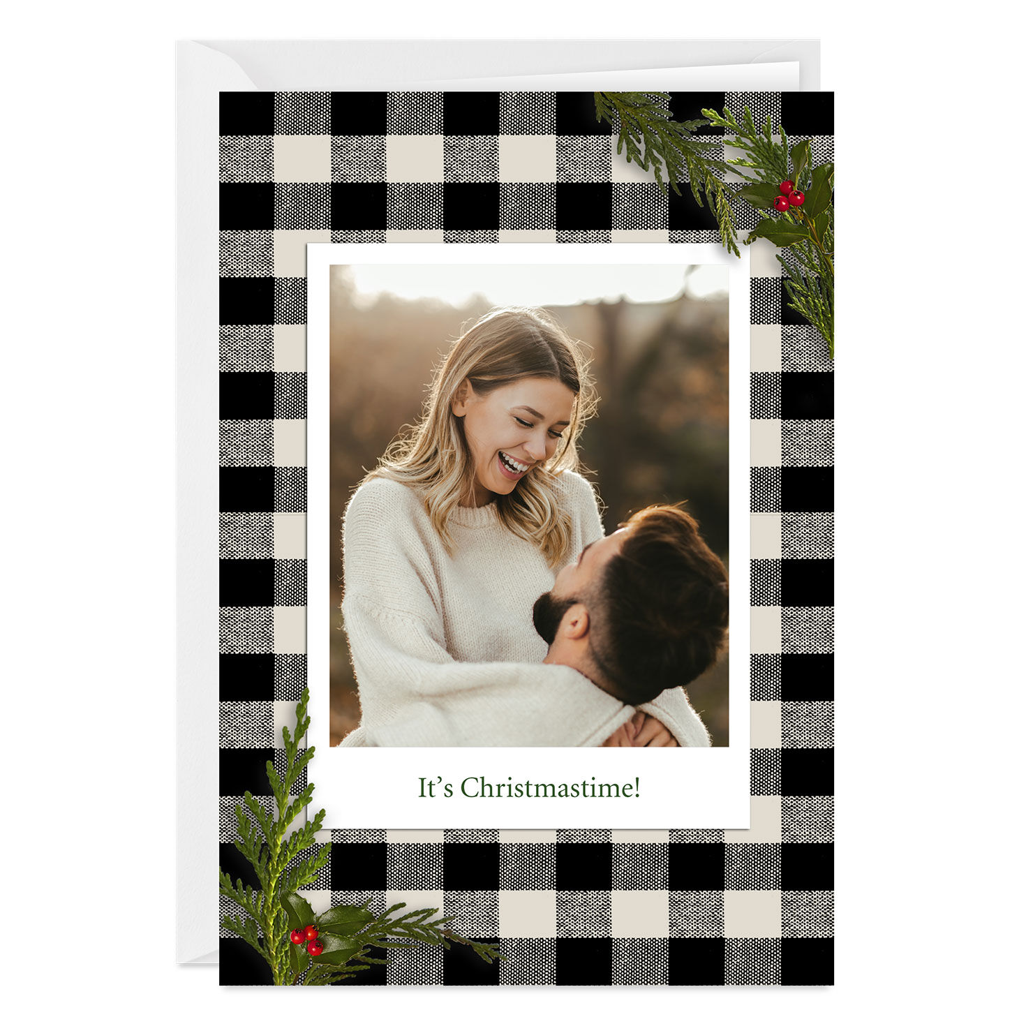 Buffalo Plaid Frame Custom Christmas Card