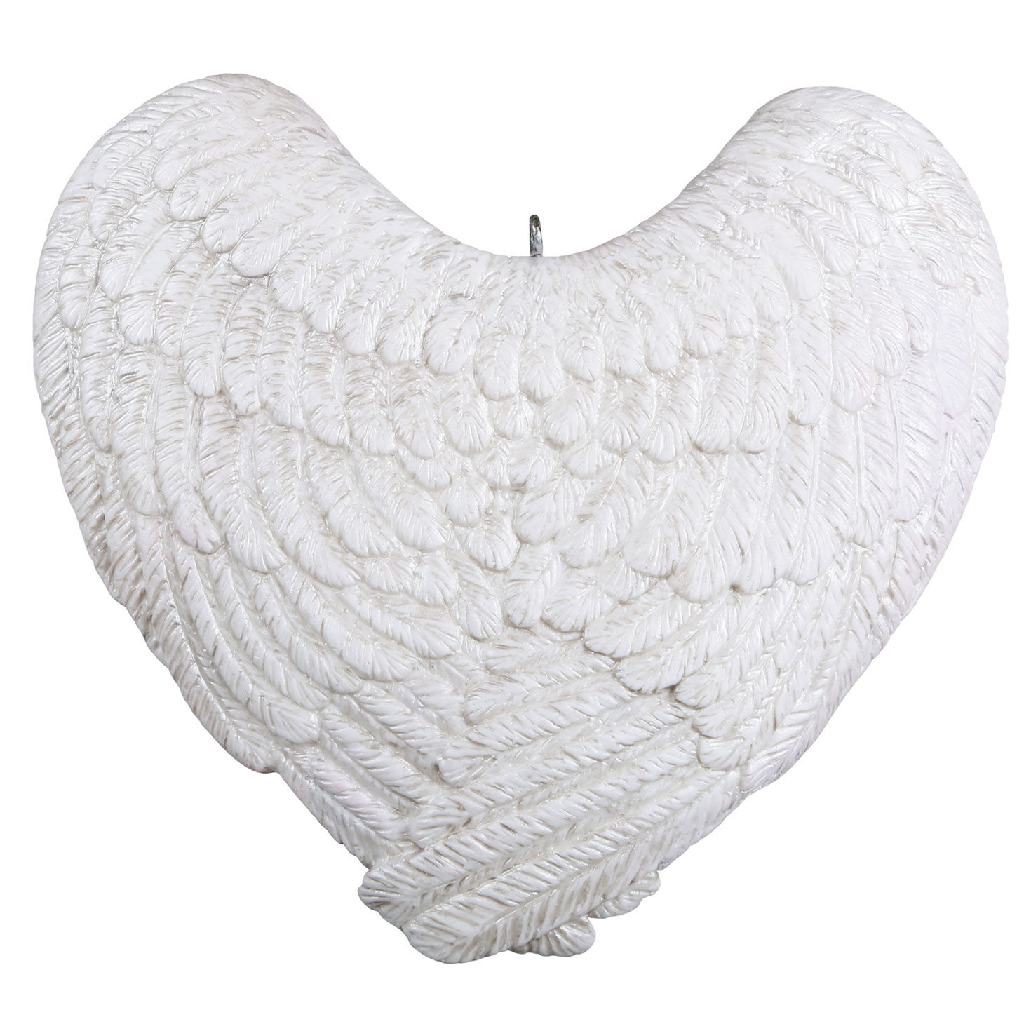 Forever Loved Memorial Heart and Angel Wings Photo Personalized Keepsake Ornament Back image number 2