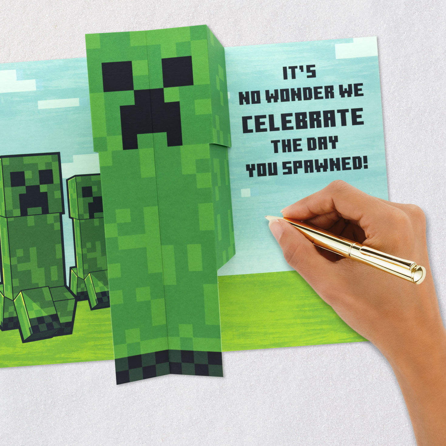 Minecraft Pop-Up Birthday Card for Kids Signing card image number 7