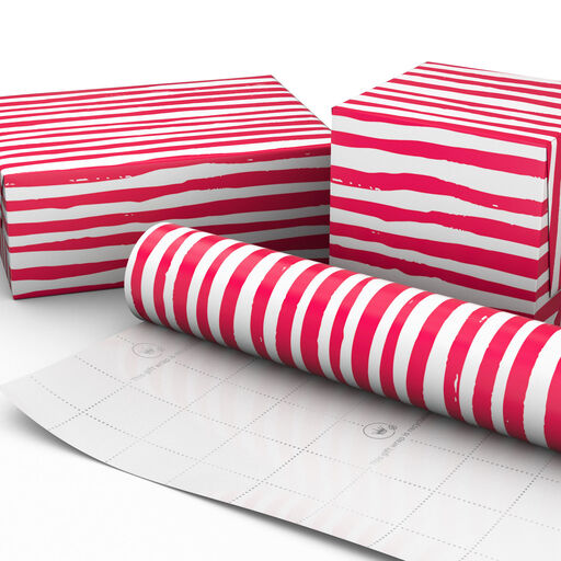 Red and White Stripes Christmas Wrapping Paper, 20 sq. ft., 