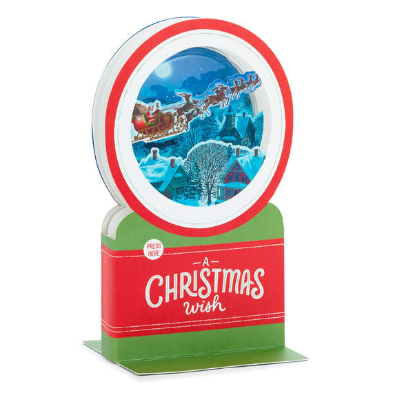 Santa's Sleigh Snow Globe Musical 3D Pop-Up Christmas Card With Motion, , large image number 3