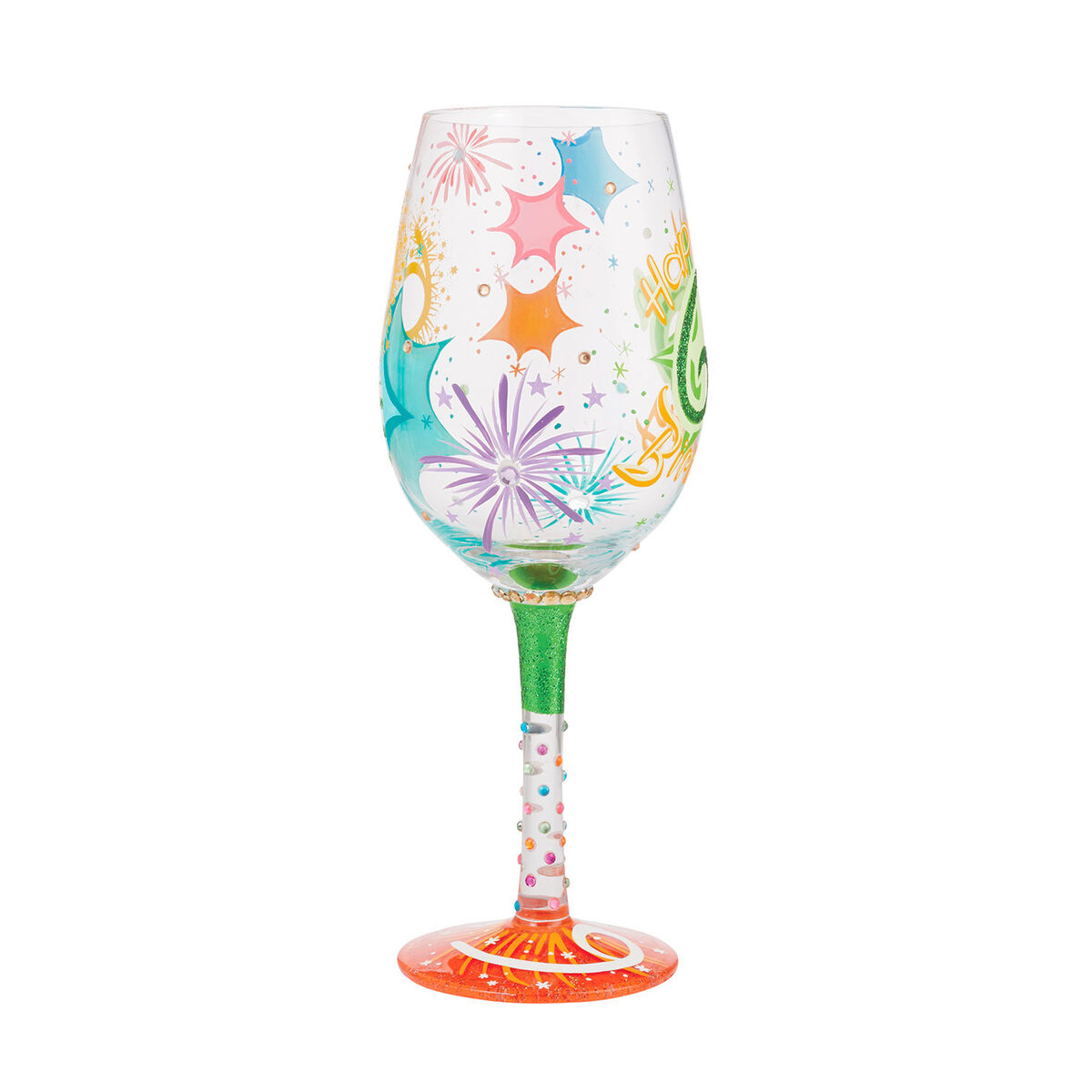Lolita Happy 60th Birthday Handpainted Wine Glass, 15 oz. Wine