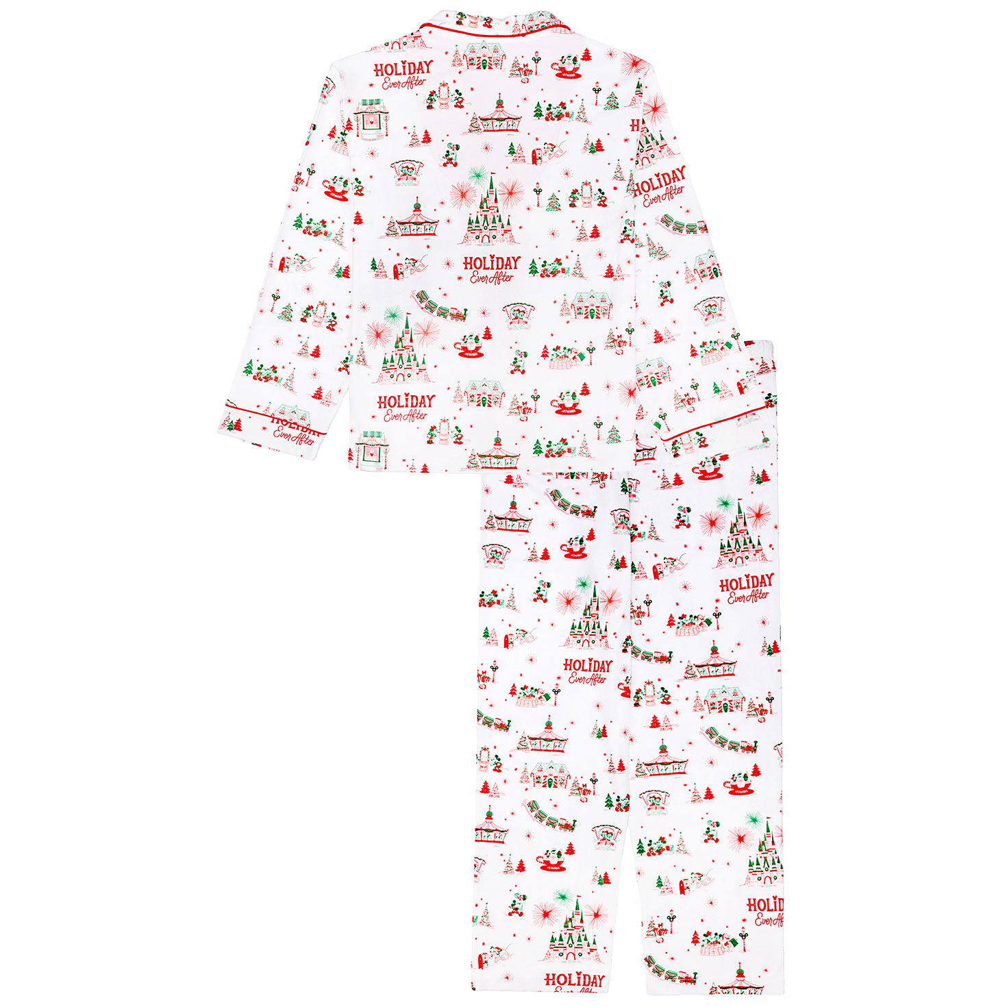 Pink Green Disney Pattern Pajamas backs image number 2