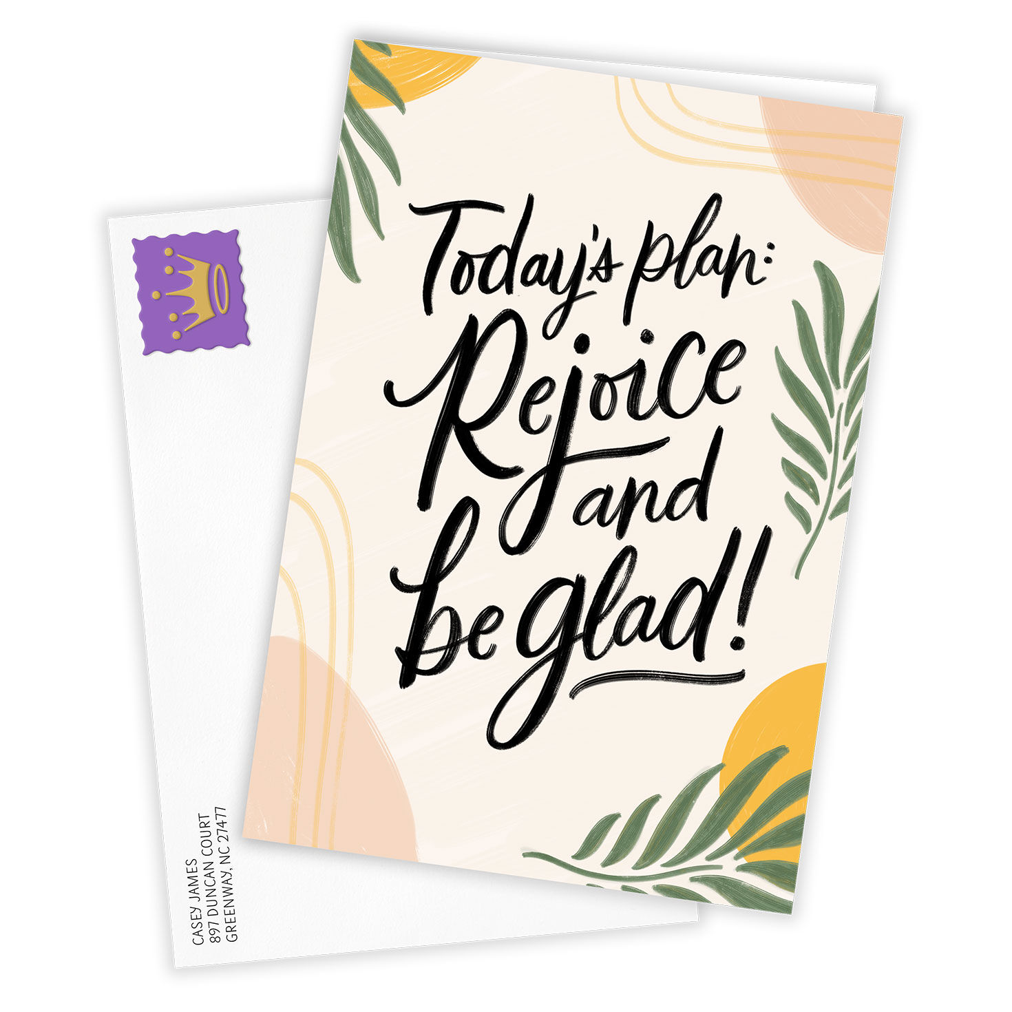 Rejoice Be Glad Religious Personalized Thank You Card Card Front with Envelope image number 2