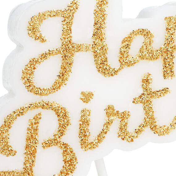 Gold Script Happy Birthday Candle, , large image number 3