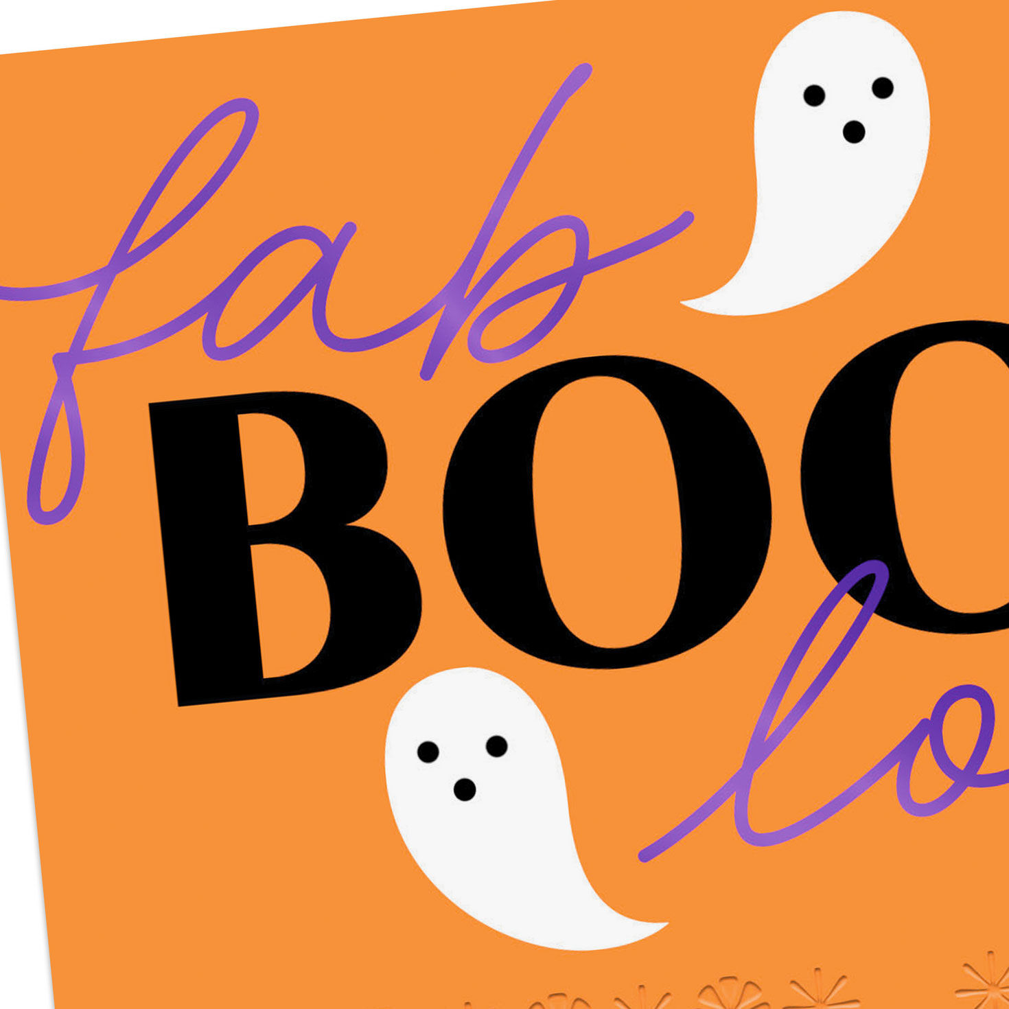 Ghosts on Orange and Purple Halloween Card Card Front Detail image number 4