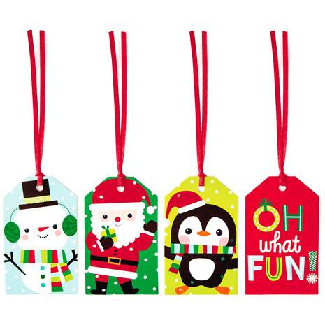 Santa and Friends Christmas Gift Tags With Ribbons, Pack of 12, , large