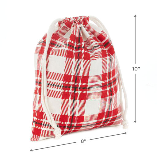 10" Assorted Plaid 3-Pack Fabric Gift Bags, 