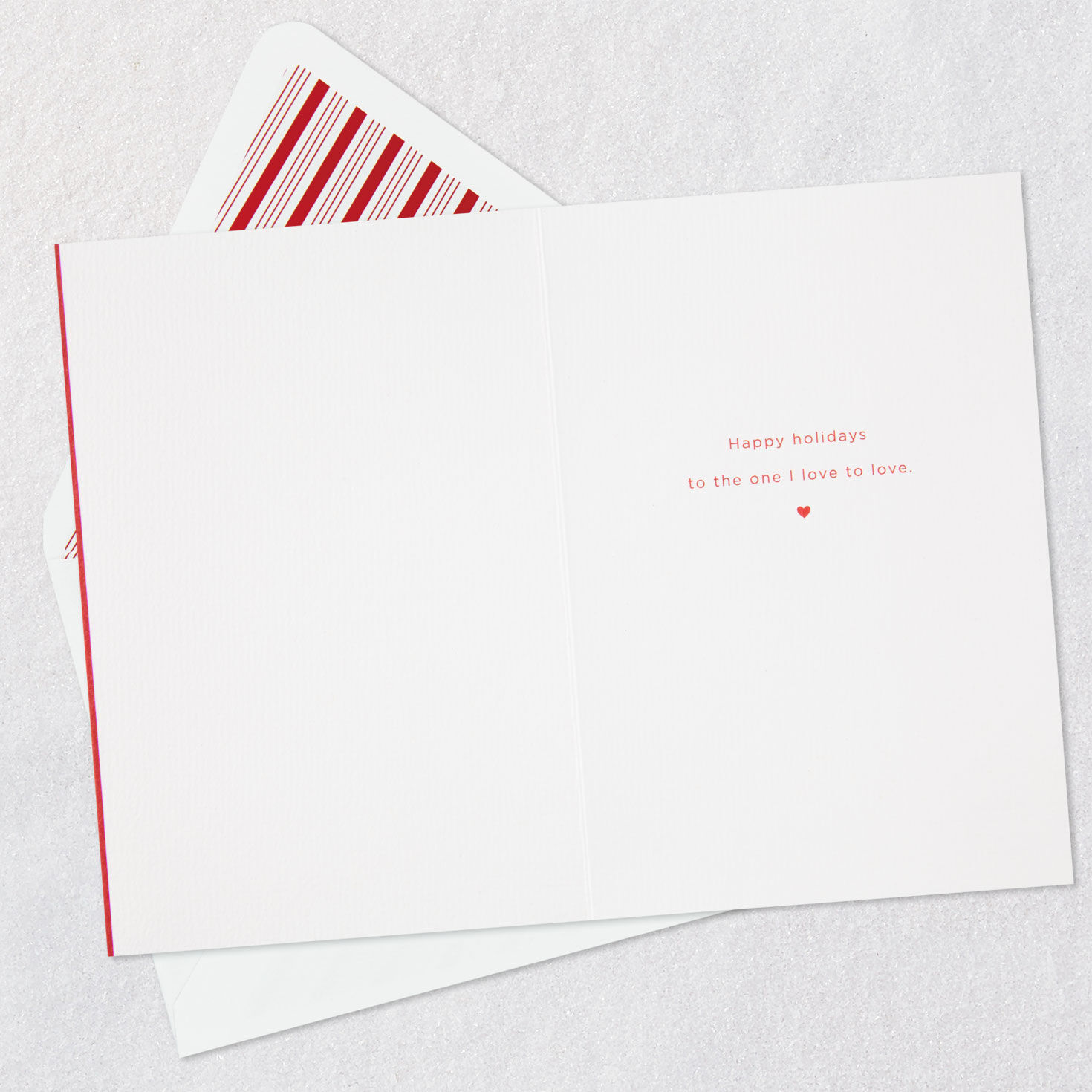 Candy Cane Heart Romantic Christmas Card Open card with envelope image number 3
