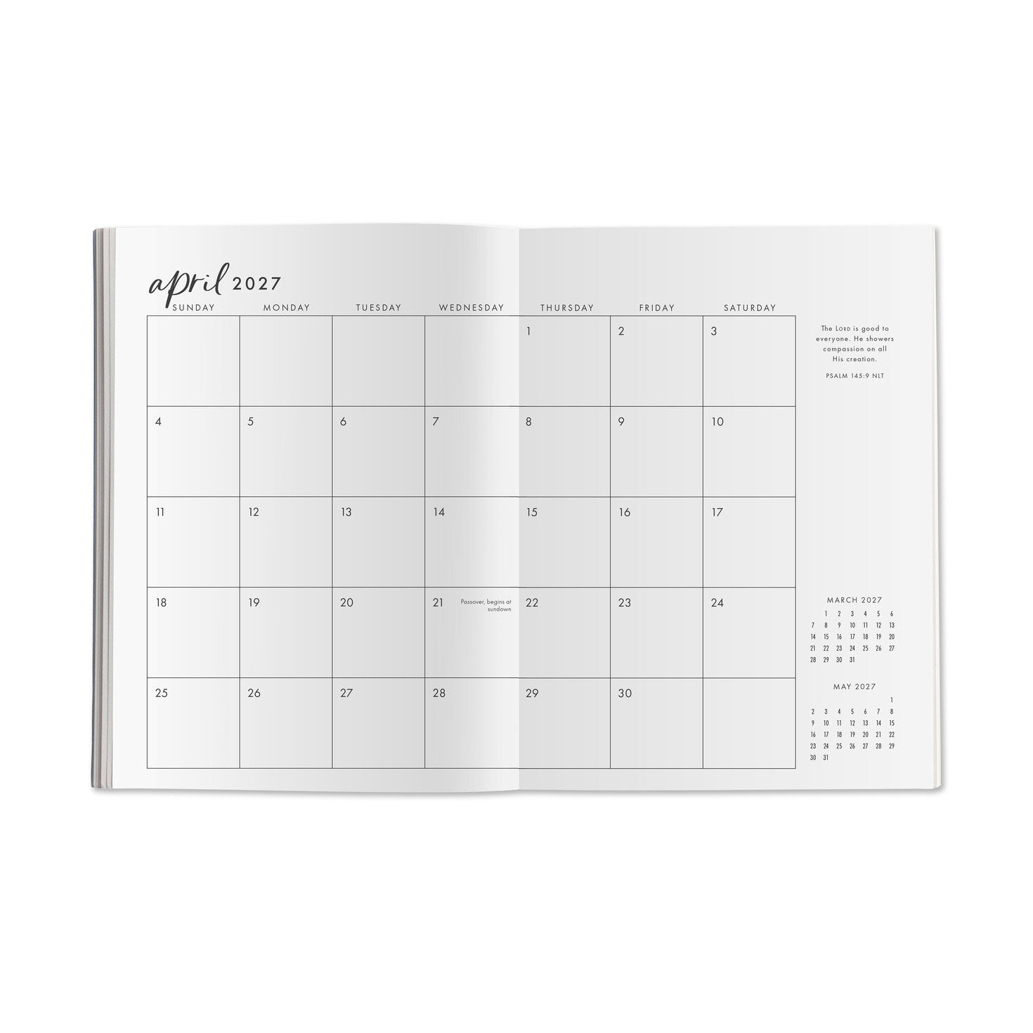 Flowers on Blue 2027 Inspirational Weekly Planner open spread image number 3