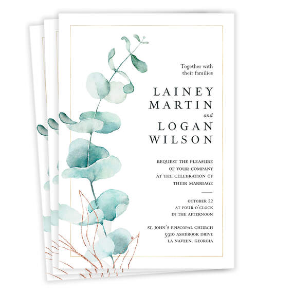 Watercolor Eucalyptus Wedding Invitation