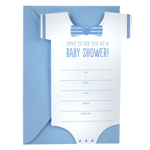 Bodysuit and Bow Tie Baby Shower Invitations, Pack of 10, 
