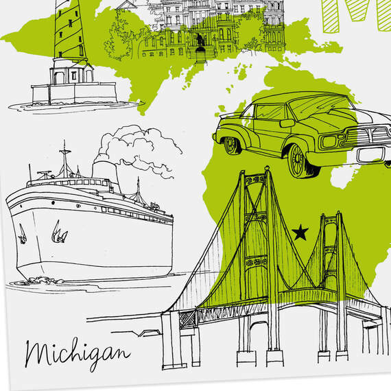 Michigan Sketched Icons Blank Card, , large image number 3