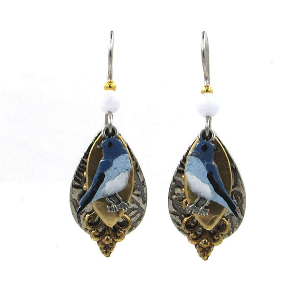 Bluebird Layered Metal Drop Earrings