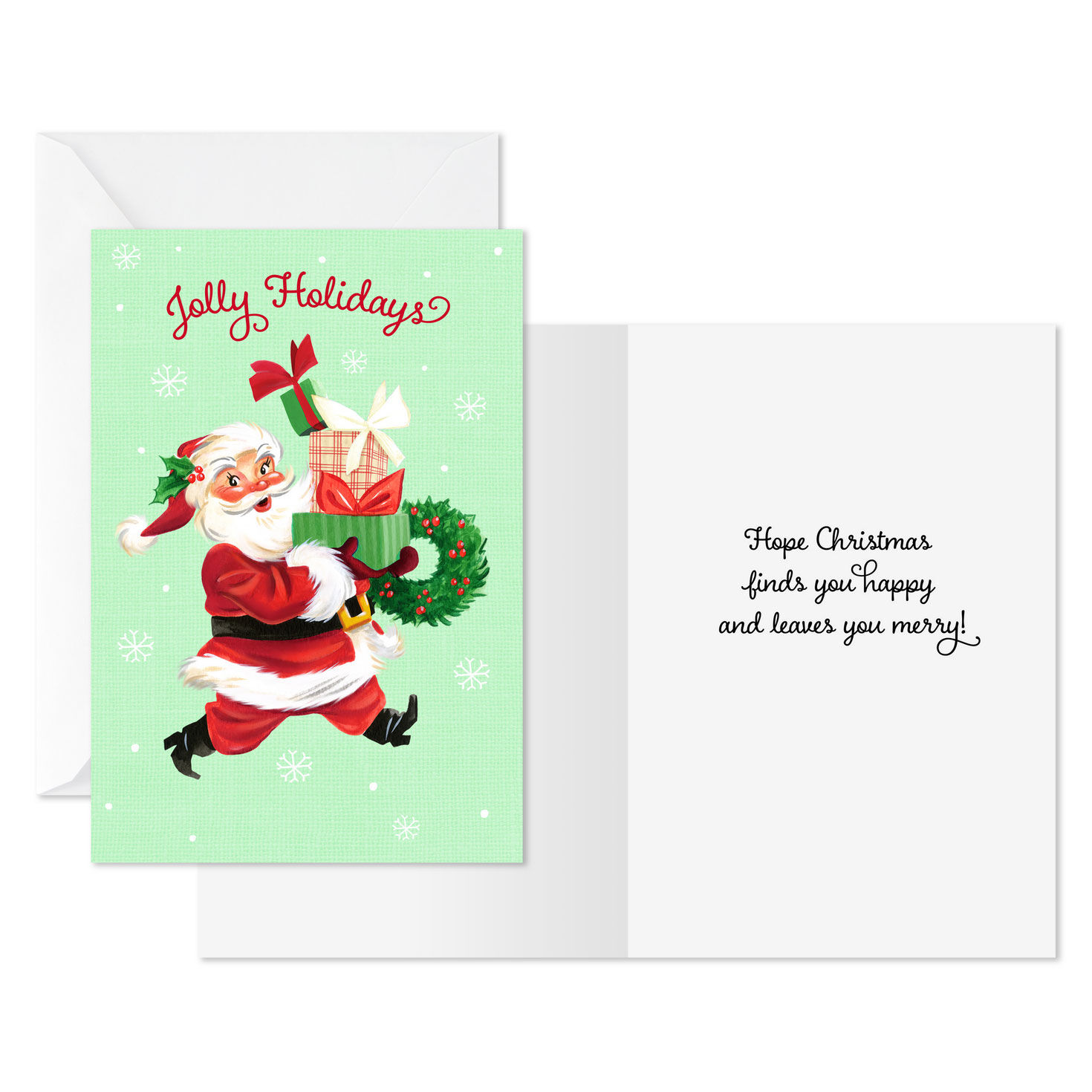 Vintage Jolly Santa Claus Christmas Card Pack Card Front with Sentiment image number 2