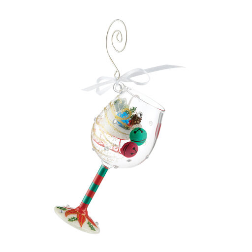 Lolita Holiday Wishes Handpainted Wine Glass Ornament, 