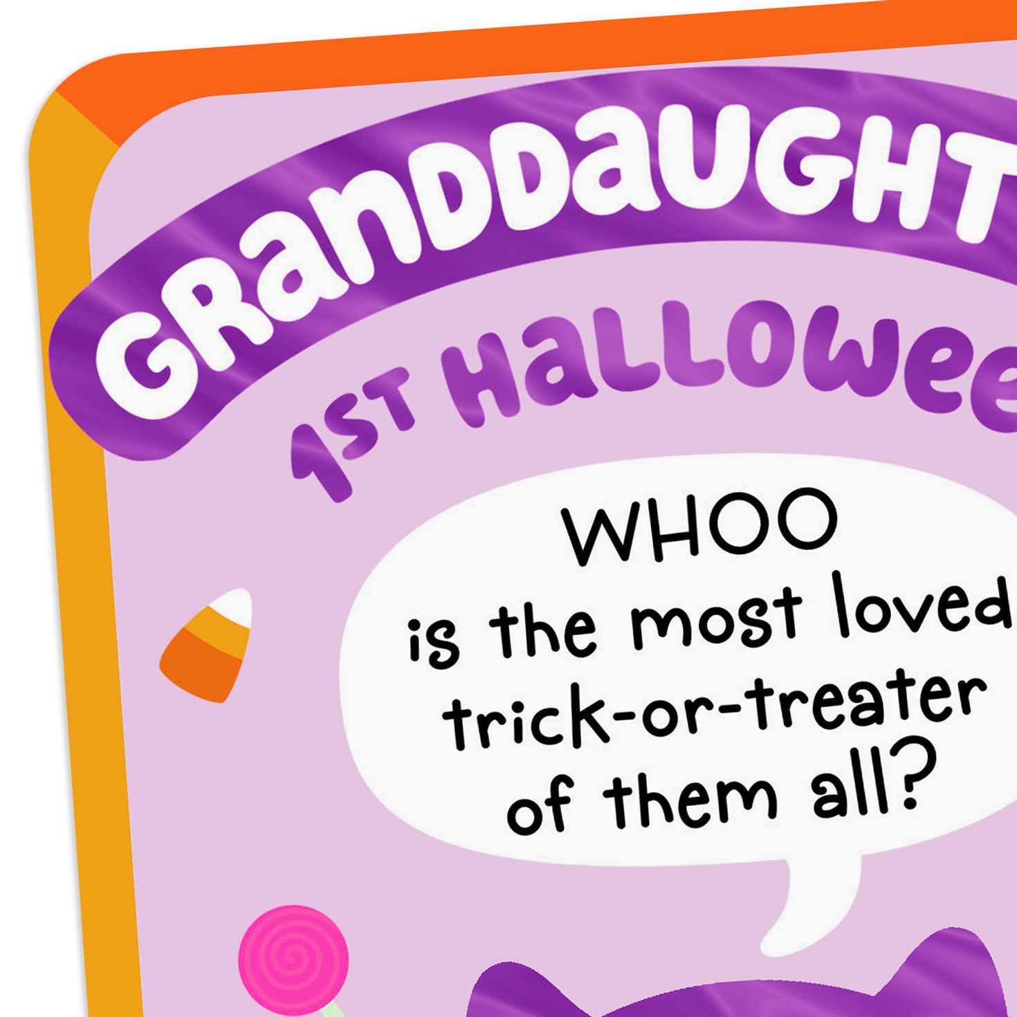 Owl and Candy 1st Halloween Card for Granddaughter Card Front Detail image number 4