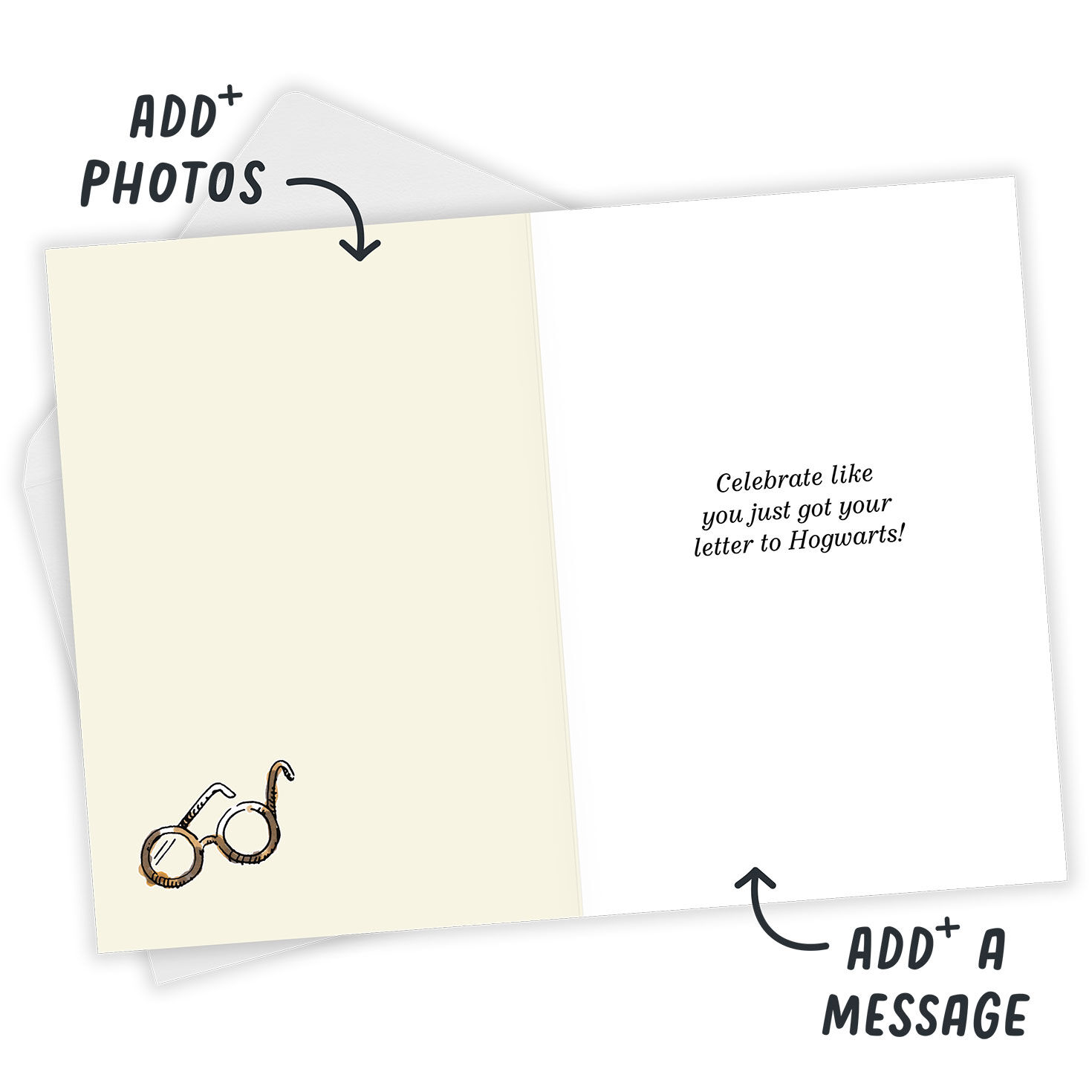 Harry Potter Icons Personalized Card Open Card with Envelope indicating personalization image number 4