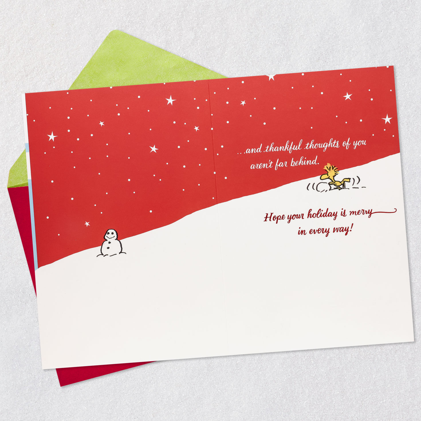 Snoopy Ice Skating Christmas Appreciation Card Open card with envelope image number 3