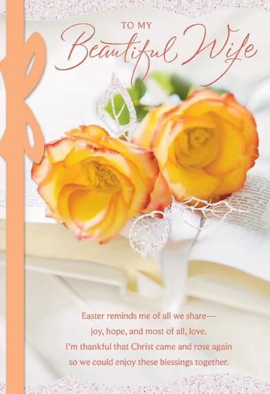 Roses for Wife Religious Easter Card