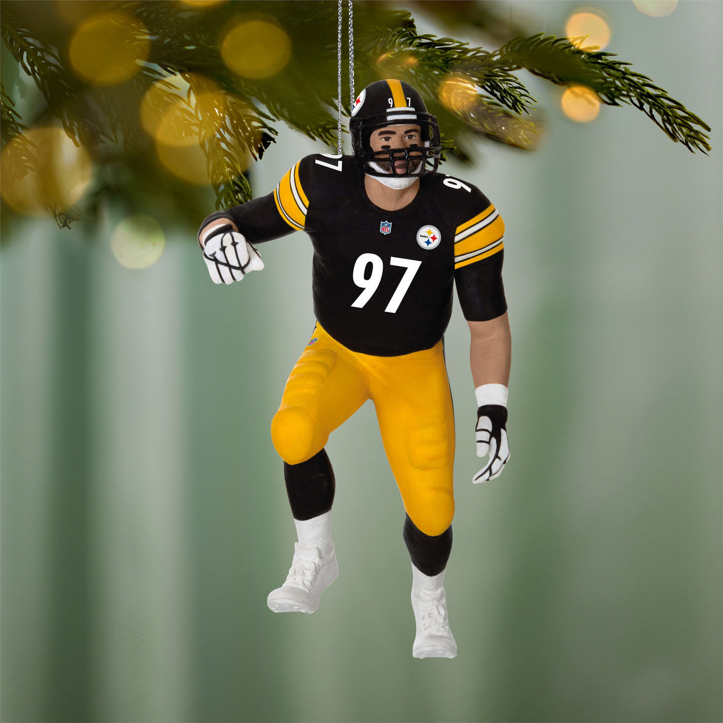 Steelers Cameron Heyward Keepsake Ornament hanging on tree image number 2