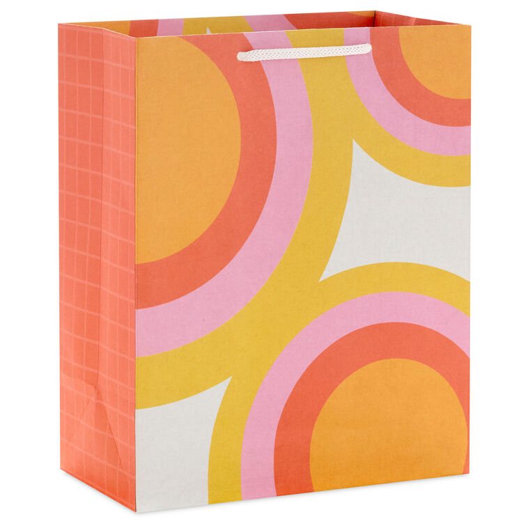 9.6" Warm Concentric Circles Medium Gift Bag