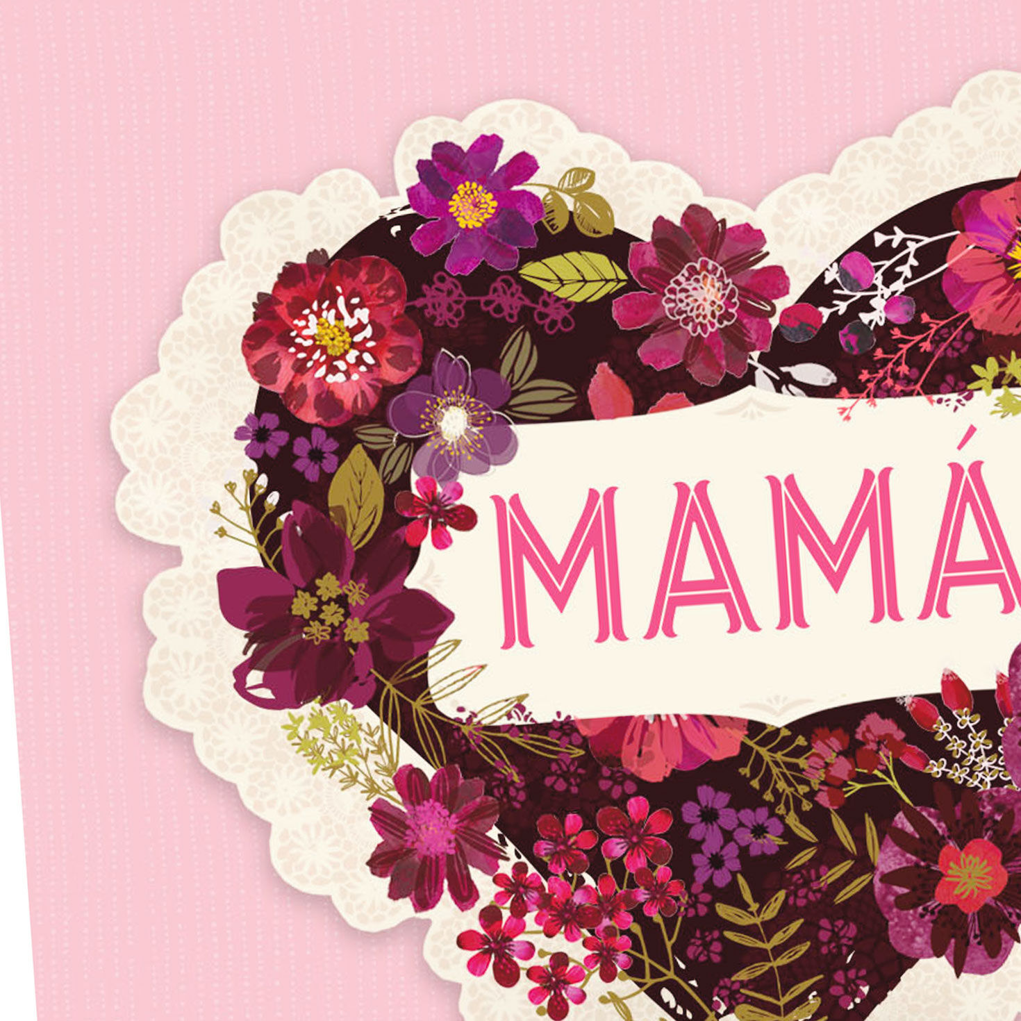 Floral Heart Spanish Mother's Day Card for Mom card front detail image number 4