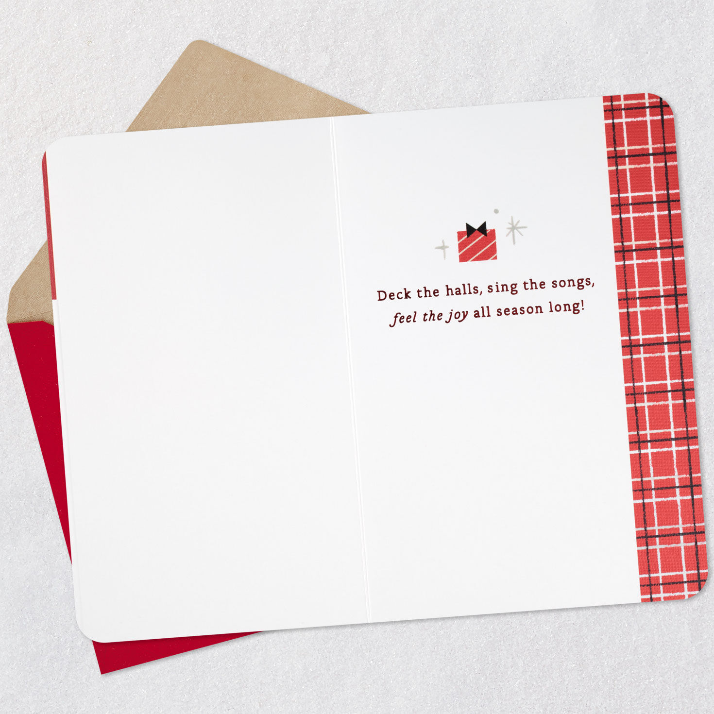 Dancing Snoopy with Scarf Christmas Card Open card with envelope image number 3