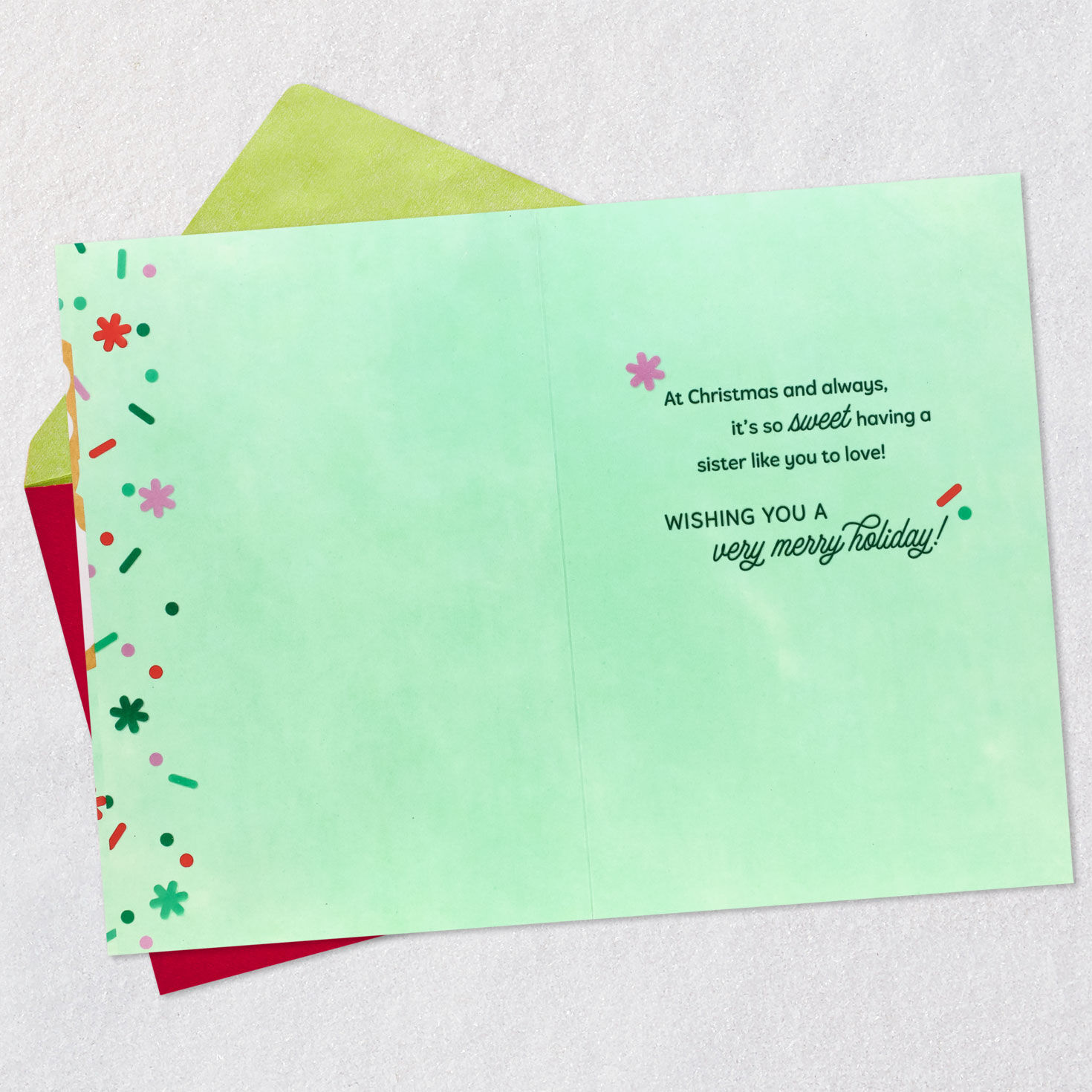 Sugar Cookie Snowflake Christmas Card for Sister Open card with envelope image number 3