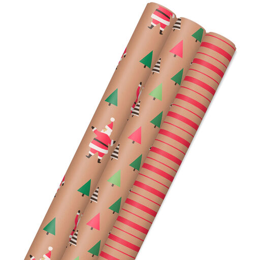 Merry Kraft Prints 3-Pack Christmas Wrapping Paper, 90 sq. ft., 