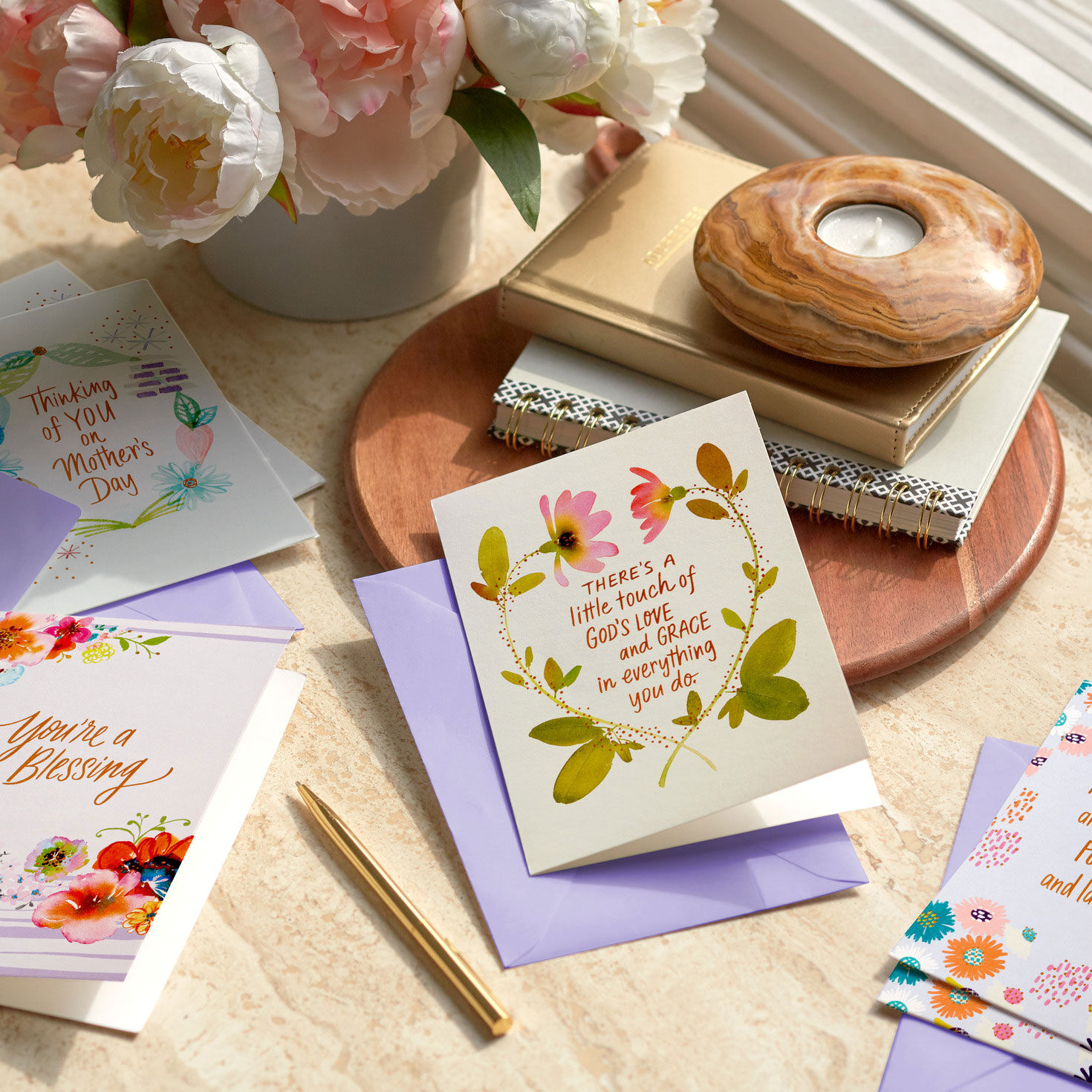 Teal Flowers Mother's Day Cards Assortment  image number 7