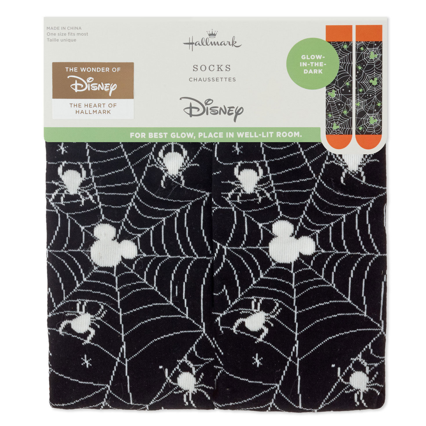 Disney Mickey Mouse Spiderweb Glow-in-the-Dark Crew Socks for only USD 18.99 | Hallmark