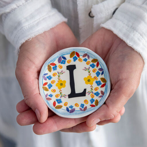 Natural Life Initial Trinket Dish, L, 