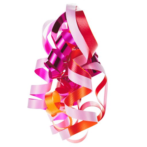 6 1/2" Red/Orange/Pink Curly Ribbon Gift Bow, 