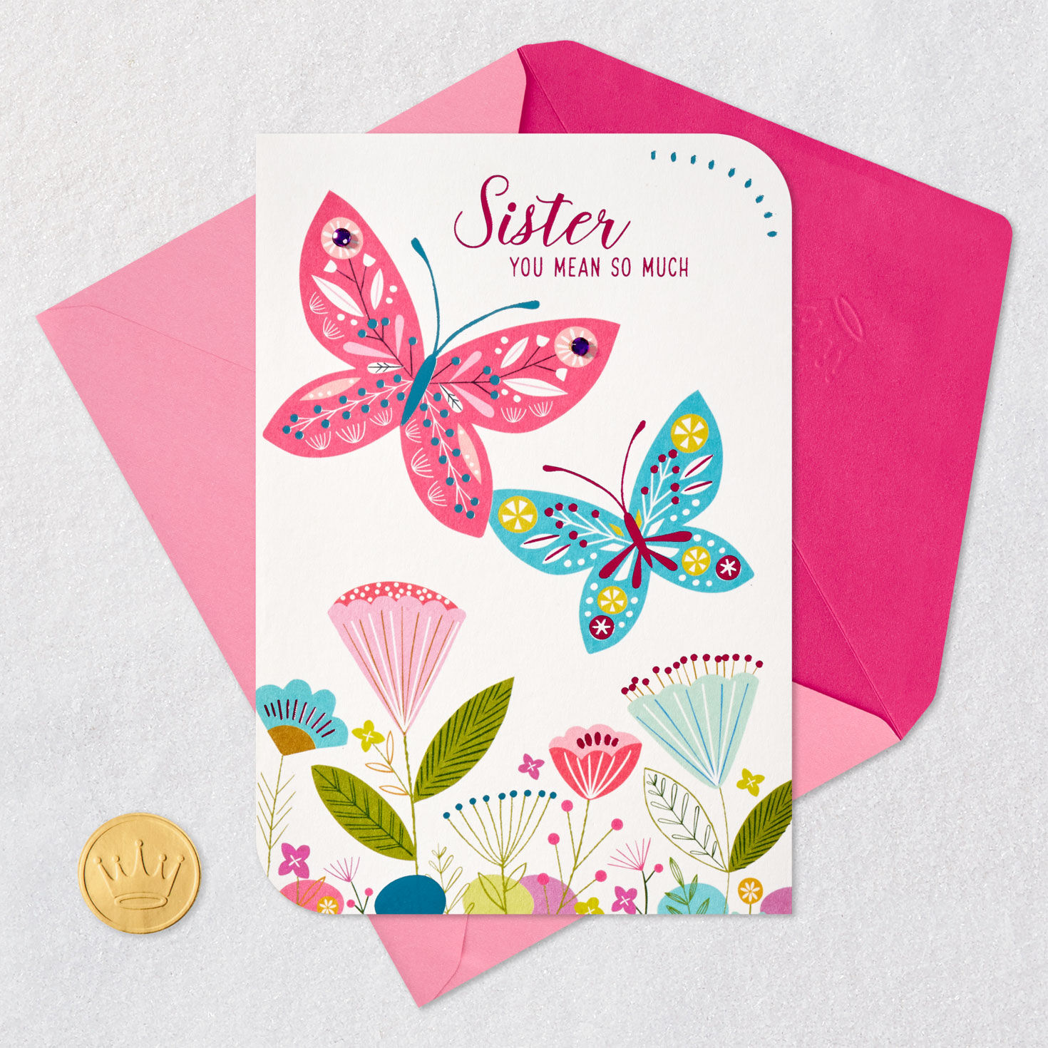 Retro Patterned Butterflies Easter Card for Sister  image number 5