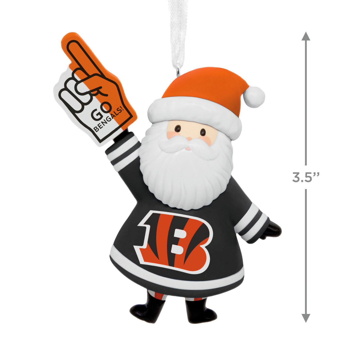 Cincinnati Bengals Santa Fan Christmas Ornament measurement image number 3