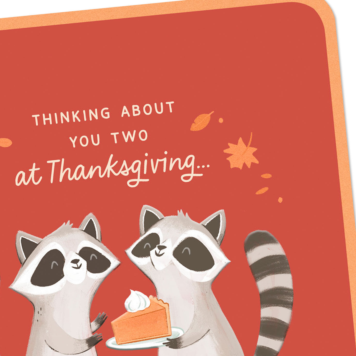 Raccoons With Pie Thanksgiving Card for Couple Card Front Detail image number 4