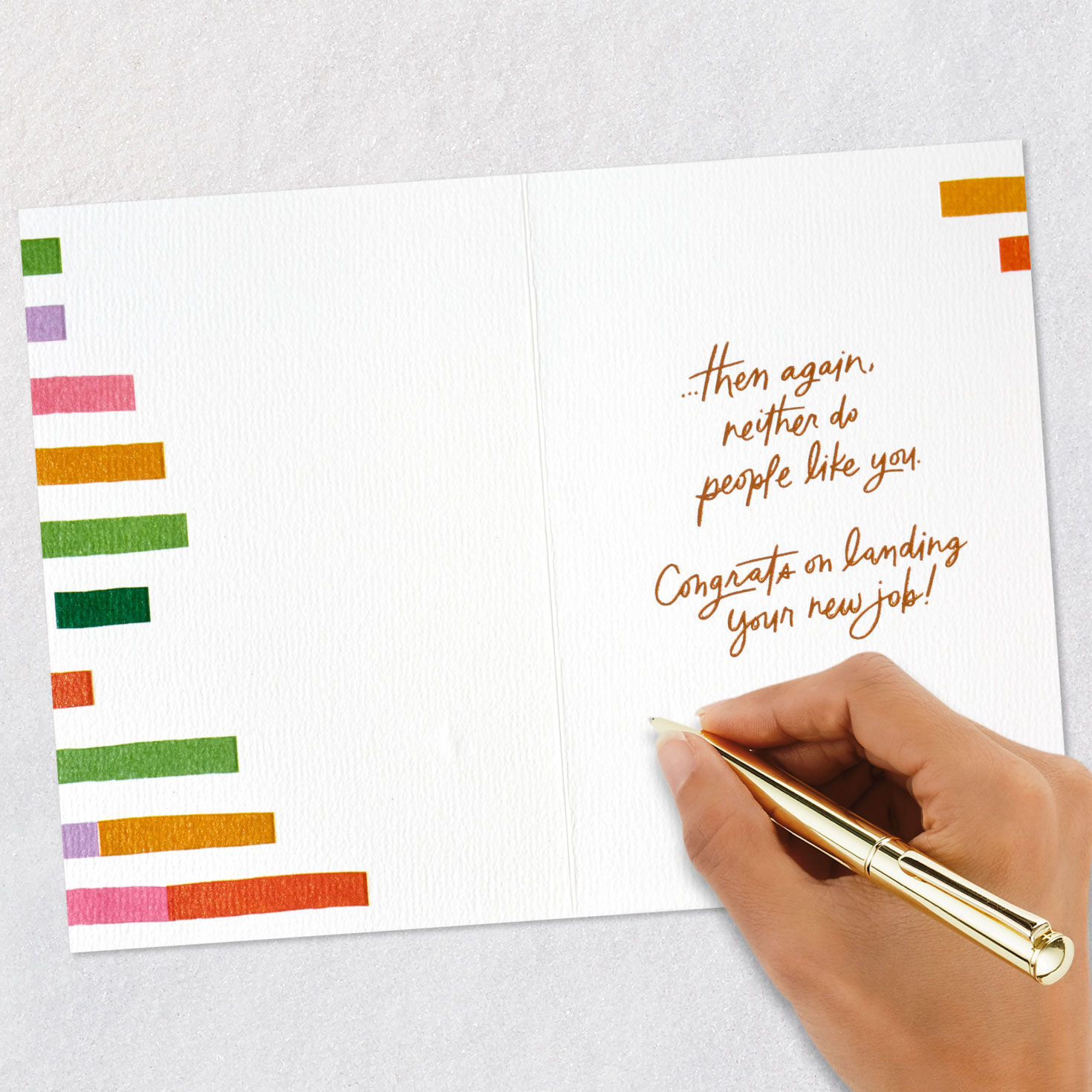 Color-Block Stripes New Job Congratulations Card Signing card image number 7