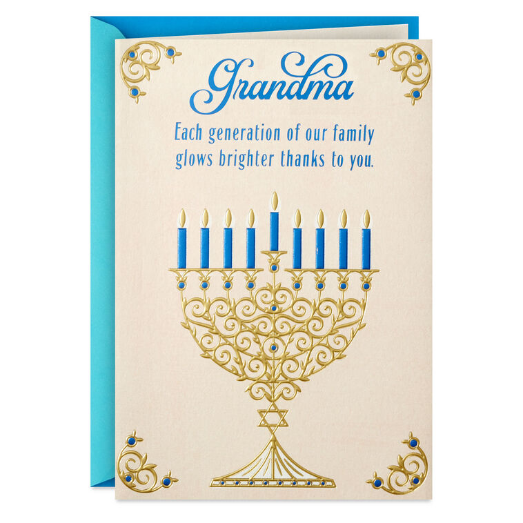 You Make Our Family Glow Brighter Hanukkah Card for Grandma