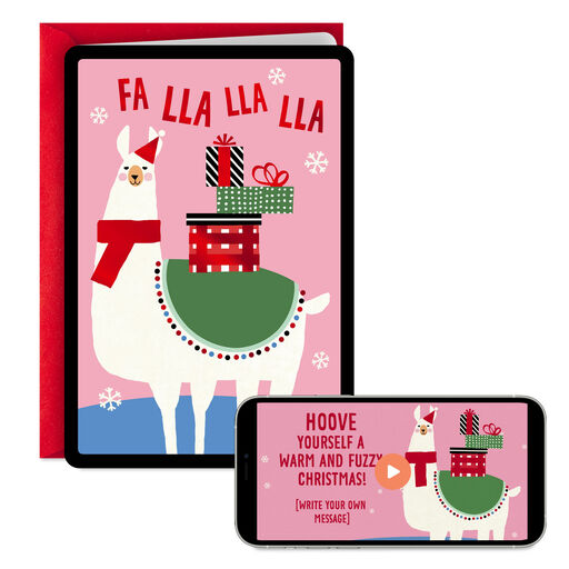 Fa Lla Lla Llama Video Greeting Christmas Card, 
