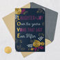 Gold and Purple Flowers and Letters on Navy Anniversary Card Card Front with Envelope and Gold Seal image number 5